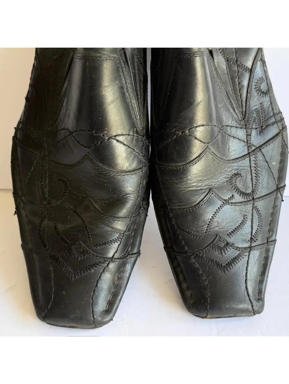 Soho Lab Men's Black Leather Slip-On Square Toe Dress Shoes Loafers US 8.5